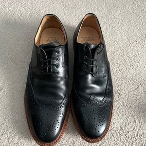 Warfield & Grand Black Wing Tip Oxfords - Size 10.5